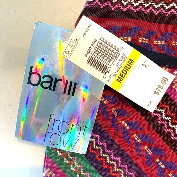 NEW Bar III Faux Wrap Asymmetrical Embroidered Tribal Aztec‎ Striped Skirt M - Picture 9 of 11